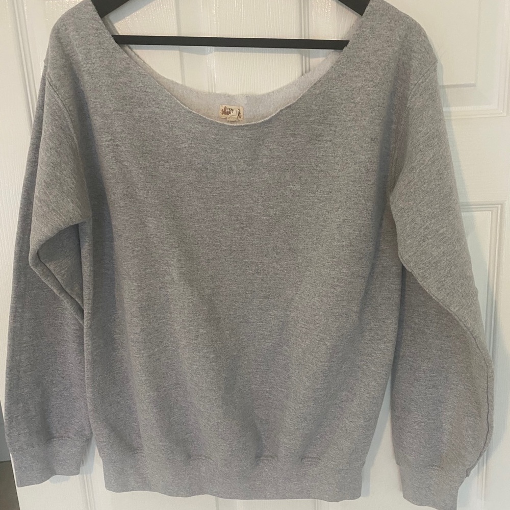 Gray Sweatshirt, off the shoulder